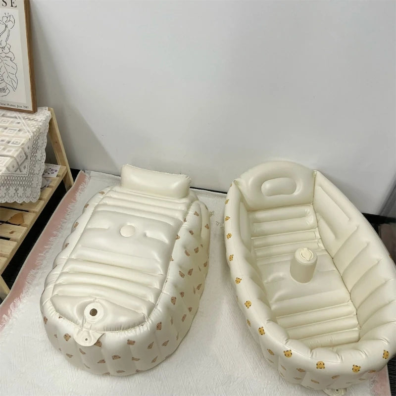 Cartoon Pattern Baby Inflatable Bathtub 90x55x30cm Foldable PVC Indoor Swimming Pool for Infants Summer Kids Water Fun Game
